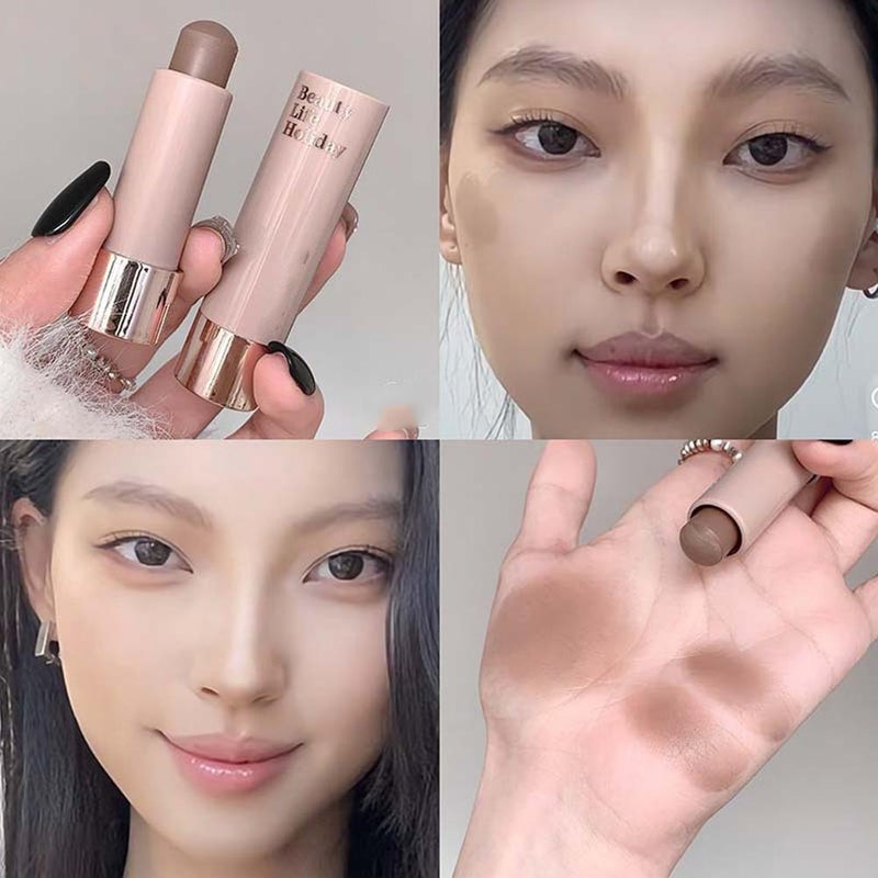 Moisturizing and silky contour stick, single color, natural matte nose shadow, 3D student makeup contouring.